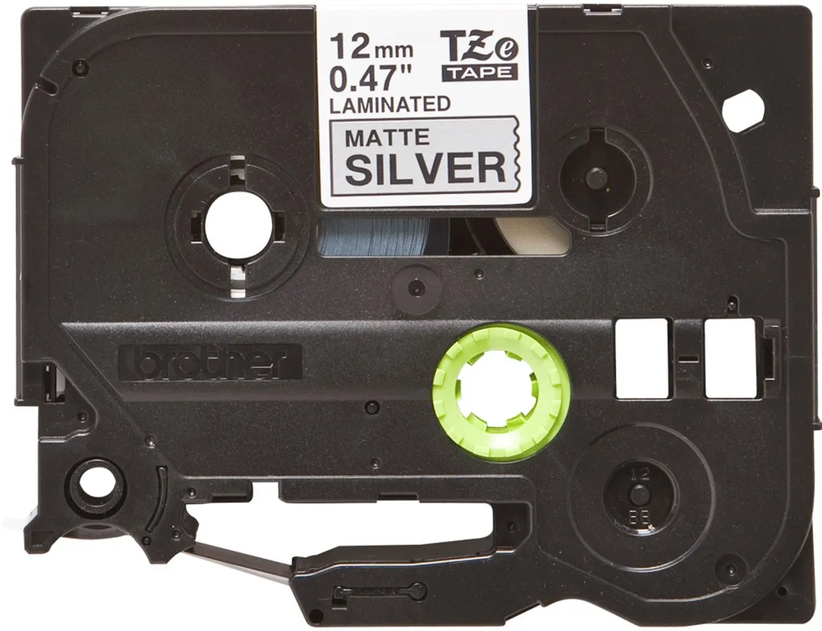 Brother TZ-M931 12mm Lamineerstrook - Zwart op zilver mat - 8m