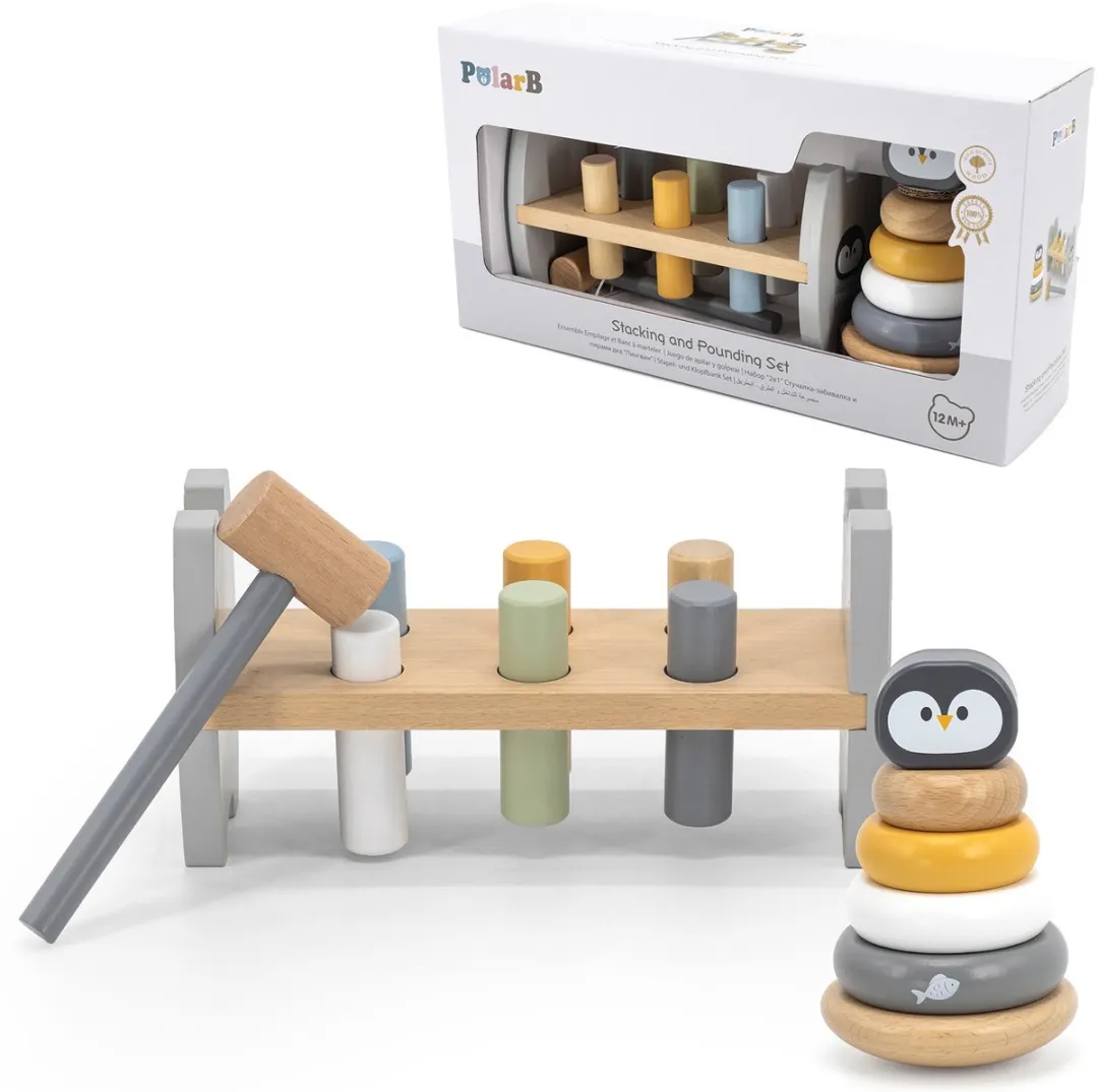 Viga Polarb Set Houten Piramide Pinguïn Hamerpons