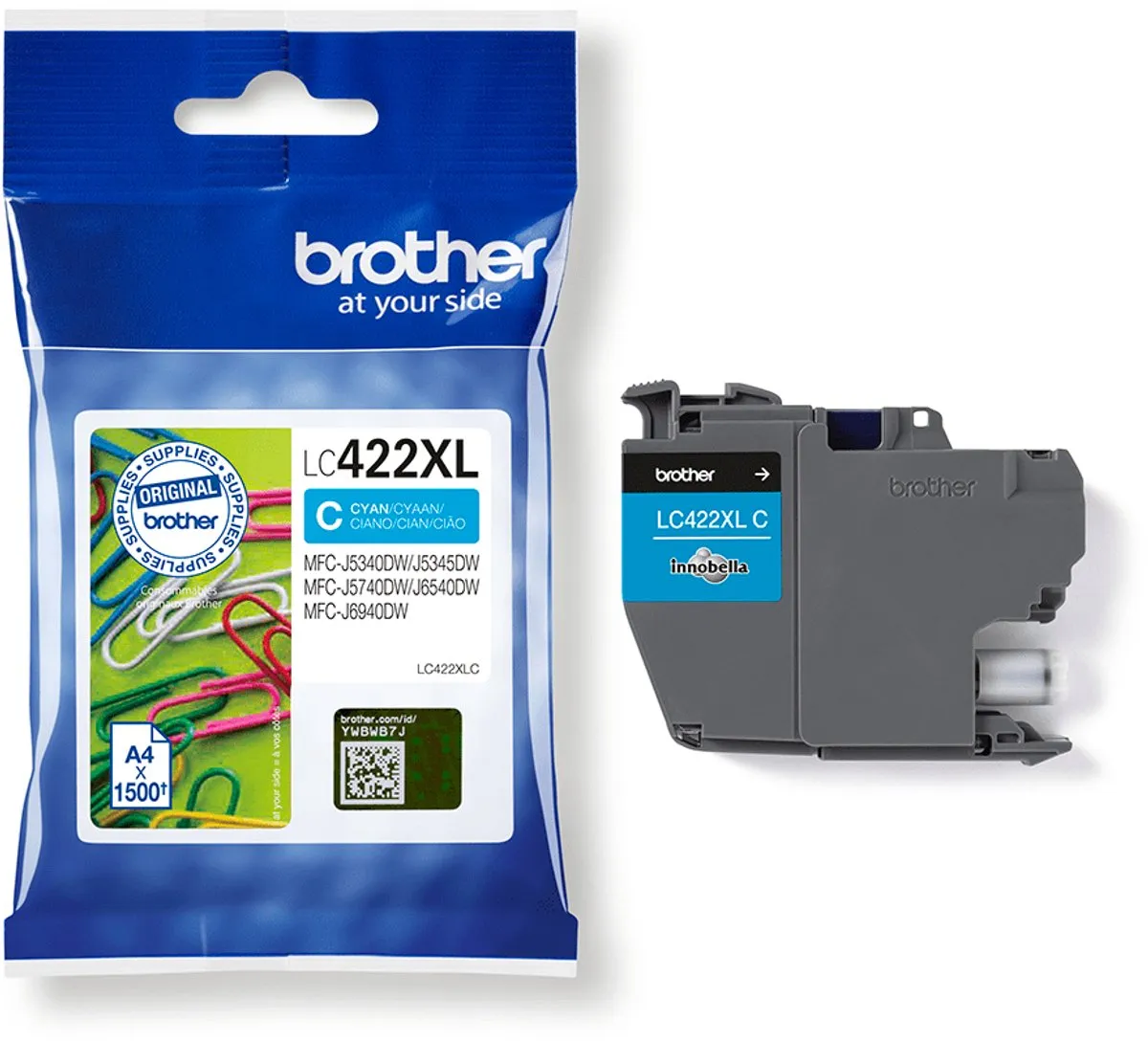Brother LC-422XLC Inktcartridge - Blauw