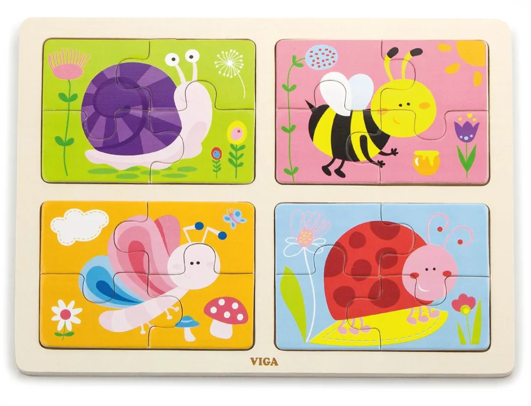 Viga Houten Puzzel Insecten 4-in-1