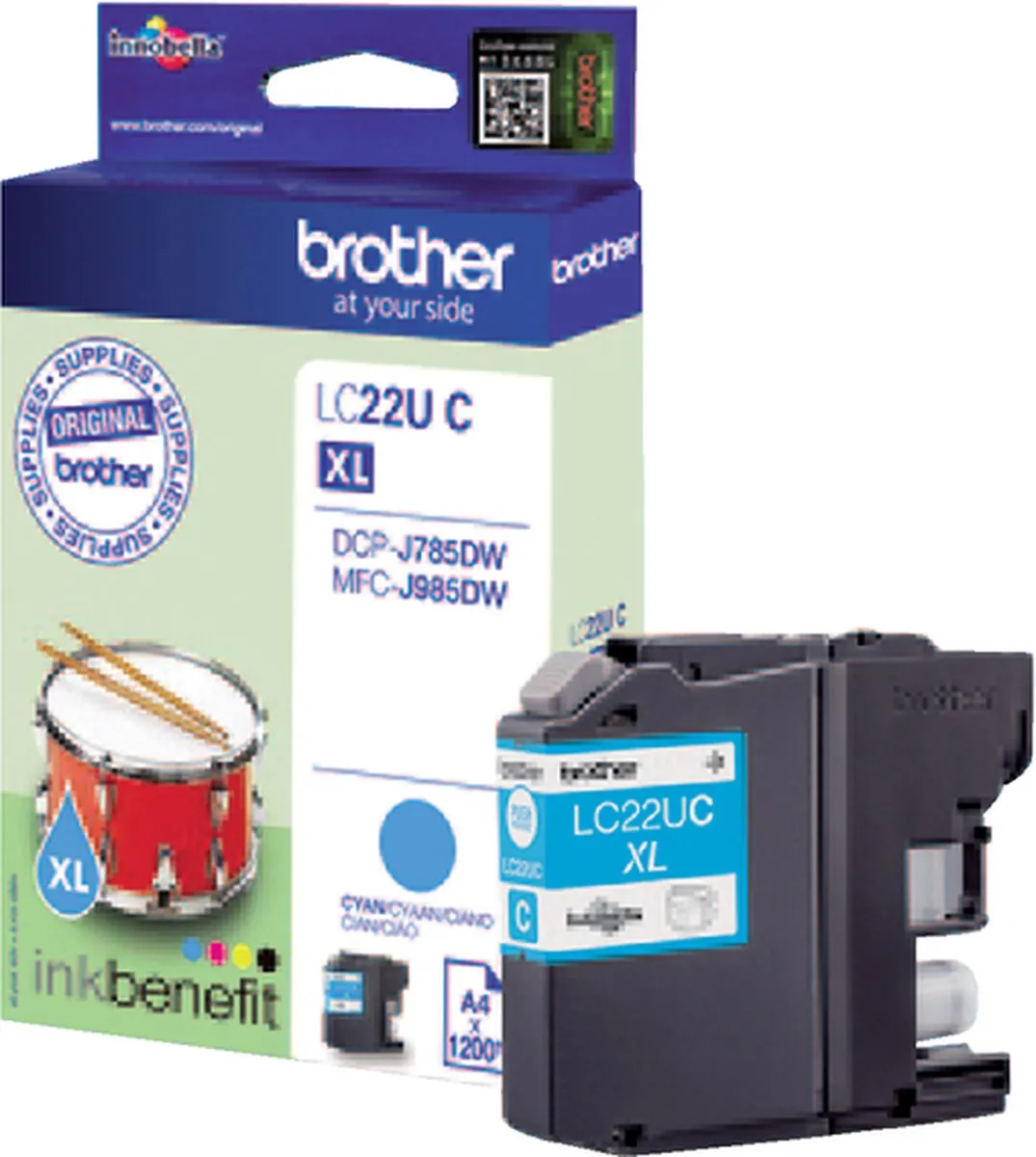 Brother LC-22U C XL Inktcartridge - Cyaan - afbeelding 2 van 6