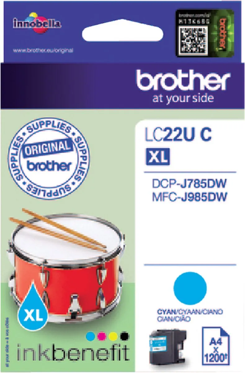 Brother LC-22U C XL Inktcartridge - Cyaan - afbeelding 3 van 6