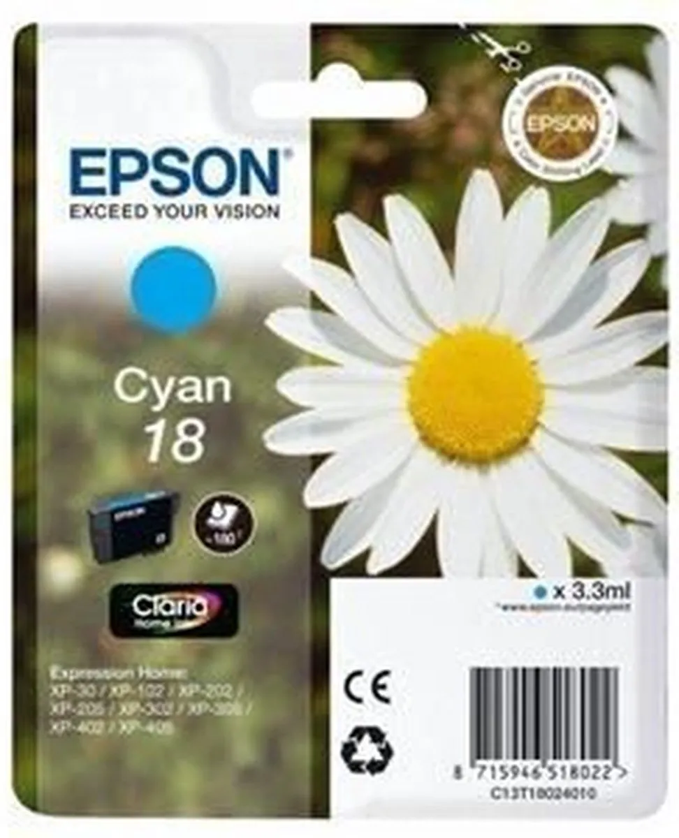 Epson T1802 Cyaan Inktcartridge - 180 pagina's