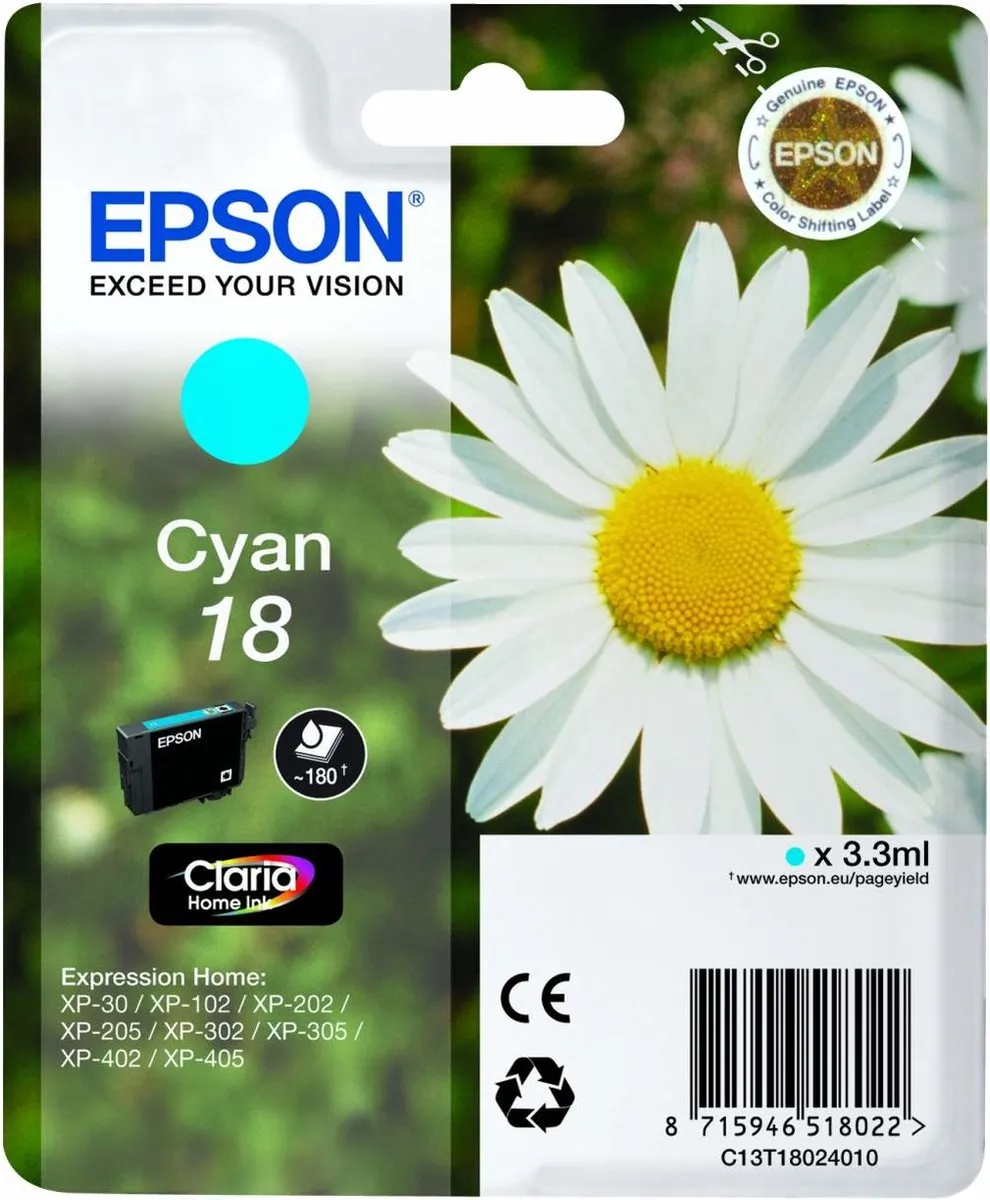 Epson T1802 Cyaan Inktcartridge - 180 pagina's