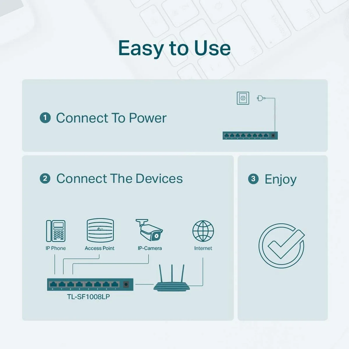 TP-Link TL-SF1008LP Unmanaged Switch - 8 PoE-poorten - 41W
