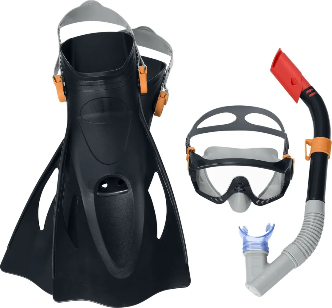 Bestway Snorkelset Anatomisch Bandje Multicolor - Duikbril Snorkel Zwemvliezen