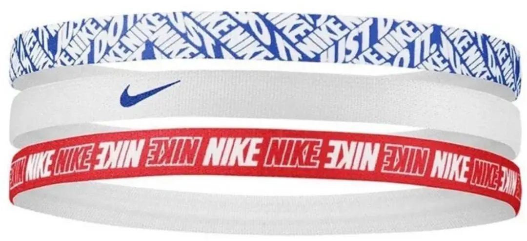 Nike Printed Swoosh Haarbandjes - 3 Stuks - Rood/Wit/Blauw