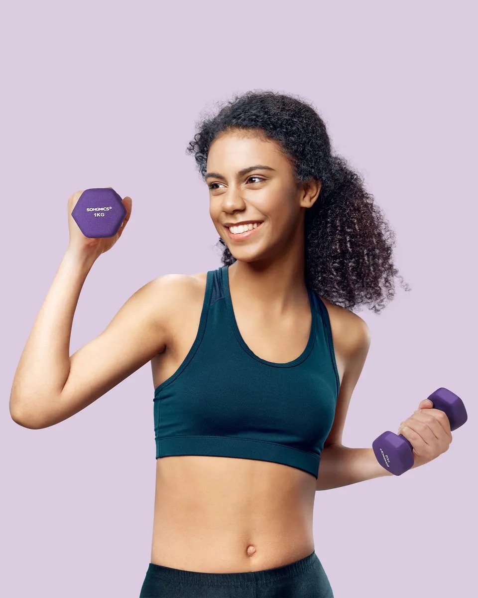Songmics SYL902P02 Hexagon Dumbbellset 1 kg - As-paars