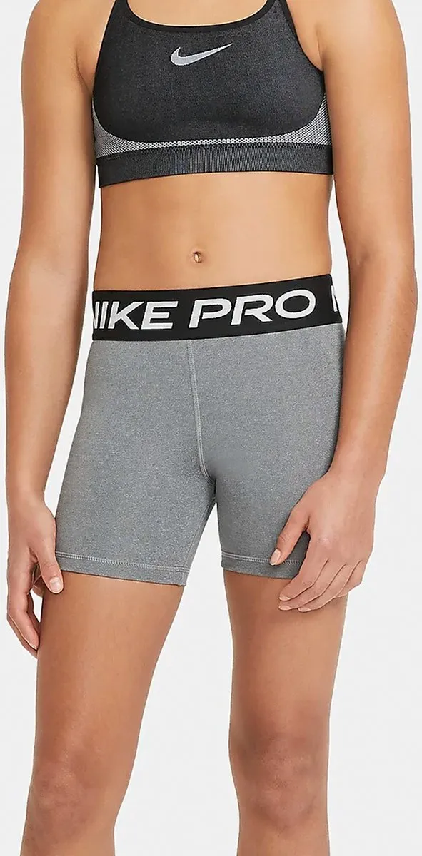 Nike Pro Short Junior DA1033-091 - Maat 152 - Grijs/Zwart