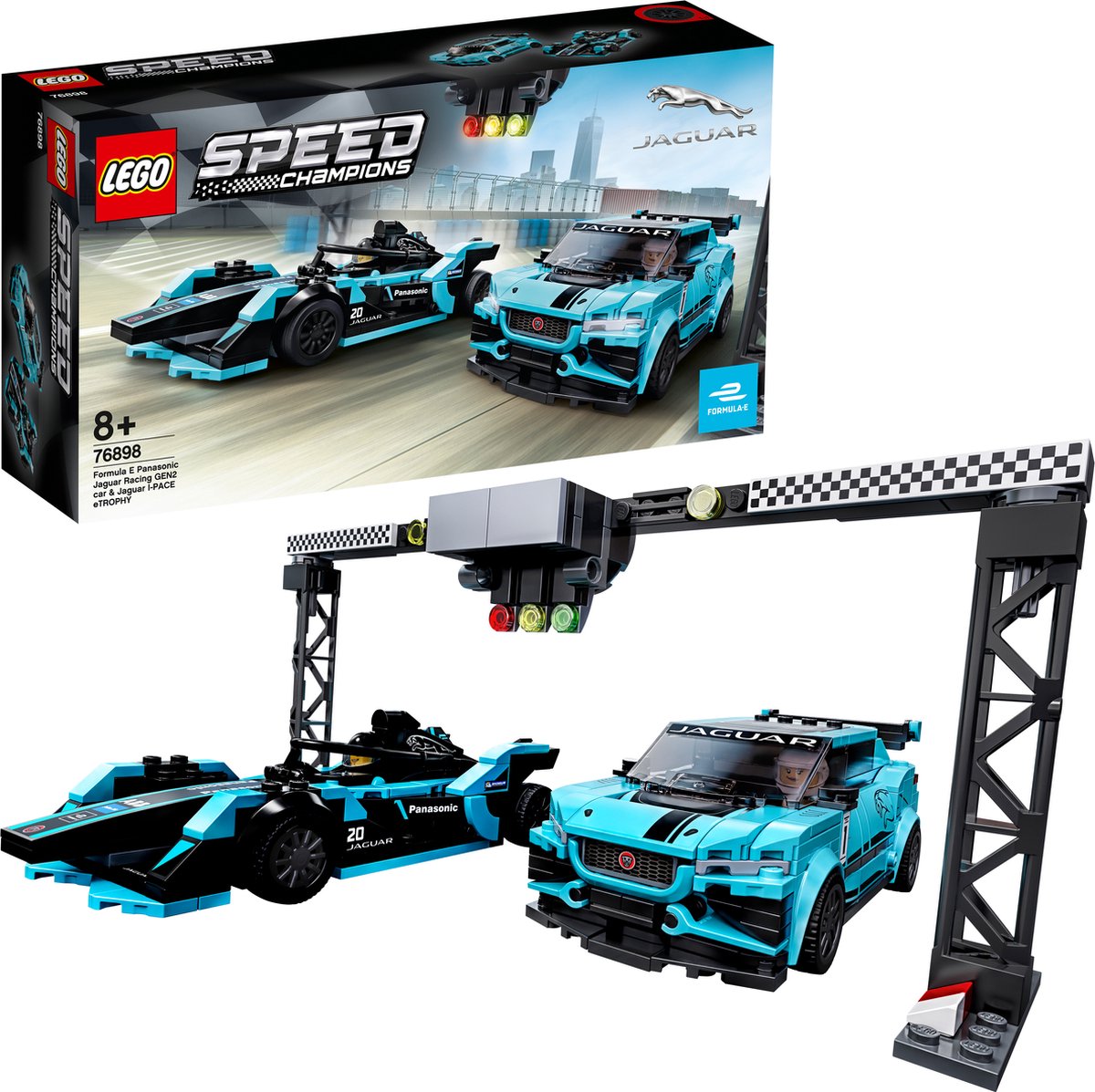 LEGO Speed Champions Formula E Panasonic Jaguar Racing GEN2 Car & Jaguar I-PACE eTROPHY - 76898