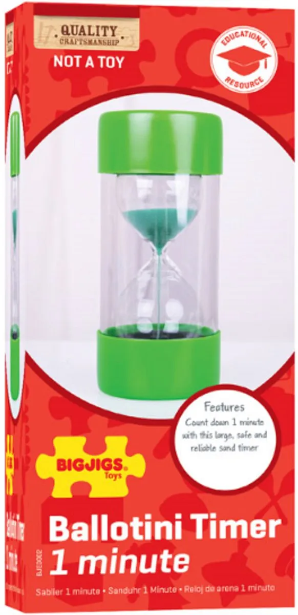 BIGJIGS Ballotini Timer 1 minuut - Multikleur