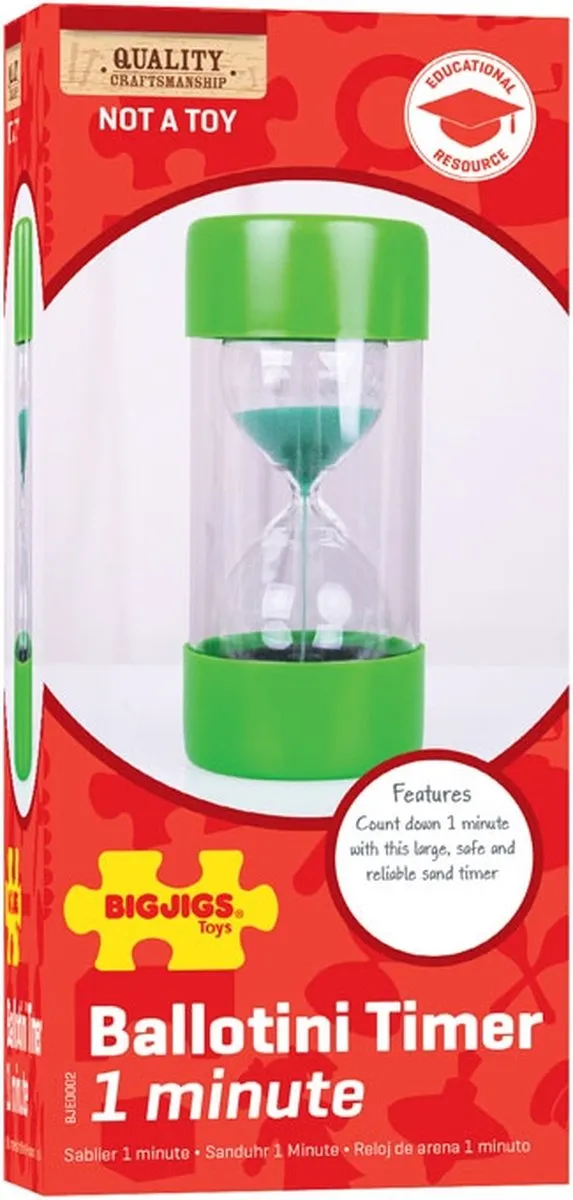 BIGJIGS Ballotini Timer 1 minuut - Multikleur