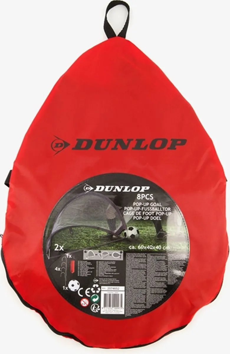 Dunlop Pop-up Doeltjes 2x - Mini Bal & Pomp - 60x40x40cm Zwart