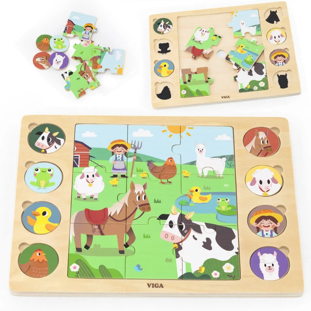 Viga Houten Puzzel Raad de Schaduw Boerderij 17 Stuks