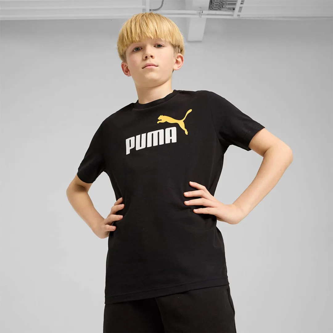 PUMA Ess 2 Color No.1 Logo T-shirt - 158/170 cm - Zwart/Geel