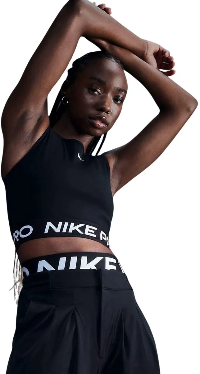Nike Pro Dri-FIT 365 Cropped Tanktop Dames M - Zwart/Wit