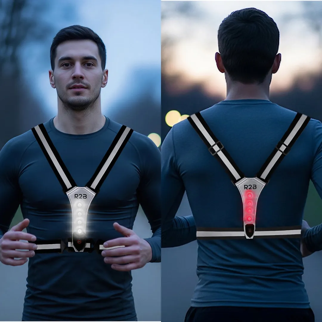 R2B Hardloopverlichtingsvest - One Size - Grijs