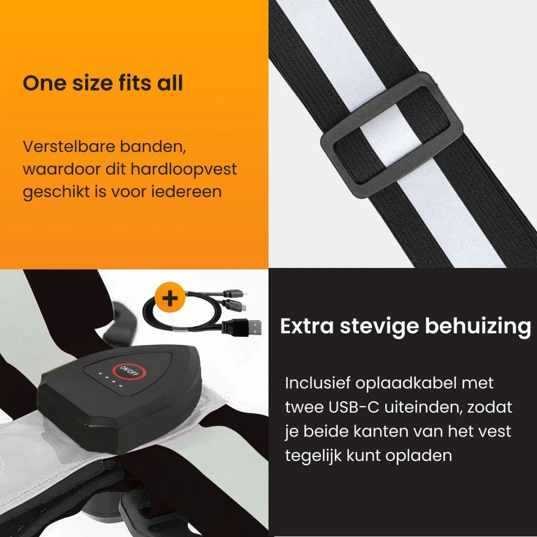 R2B Hardloopverlichtingsvest - One Size - Grijs