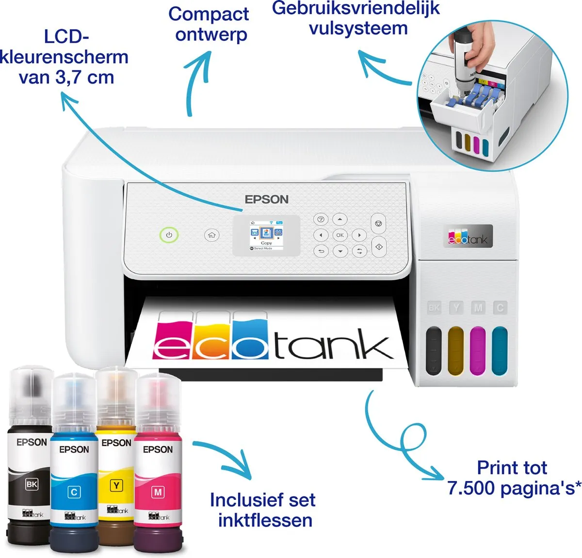 Epson EcoTank ET-2876 All-in-One Printer - Wit