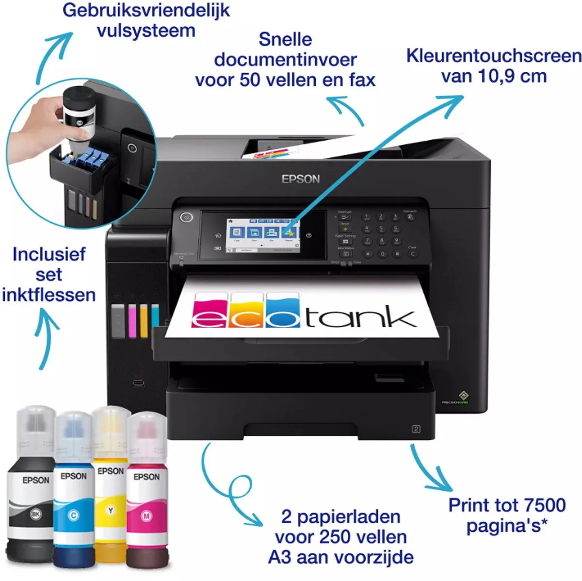 Epson EcoTank ET-16655 Inkjetprinter - 4 Kleuren - 550 Vel