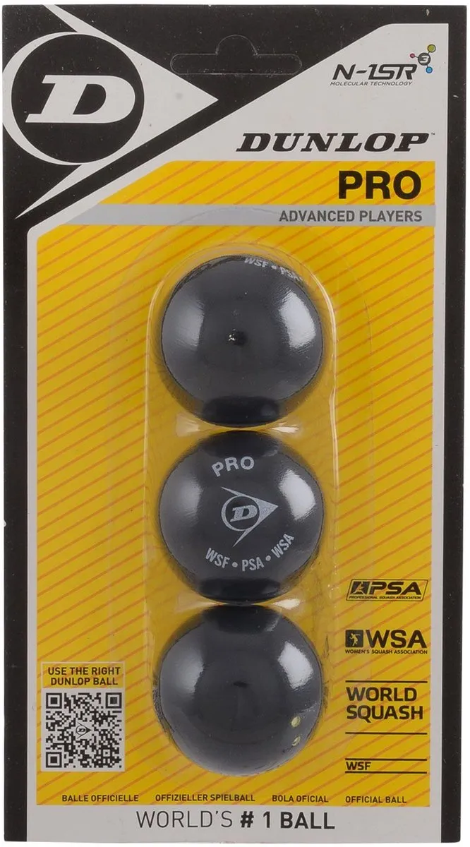 Dunlop Pro Squashballen 3 Stuks - Zwart