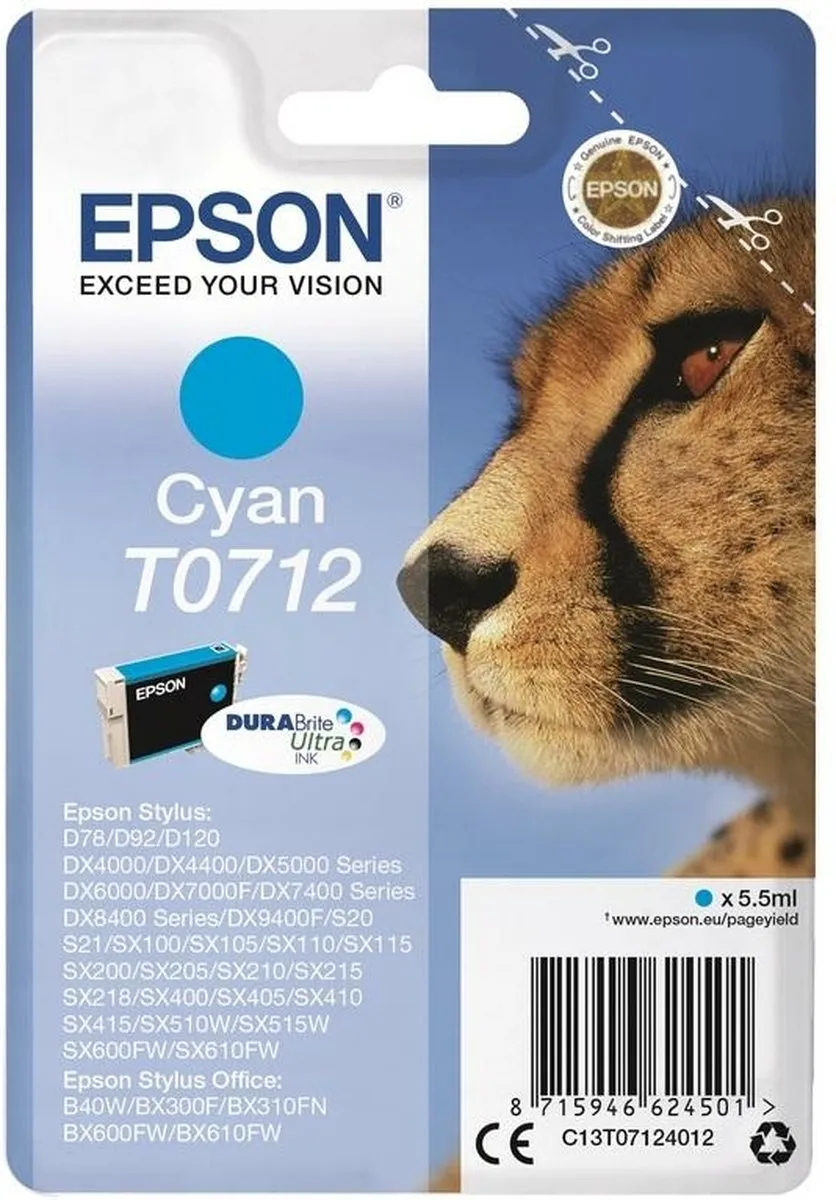 Epson T072 Cyaan Inktcartridge - o.a. XP305/WF2510