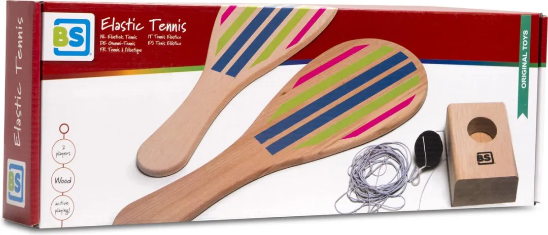 BS Toys Tennis Elastiek 3-delig - 35x14,5cm Hout