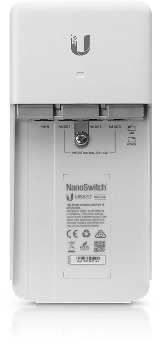Ubiquiti NanoSwitch N-SW Netwerkswitch 4 PoE - Wit
