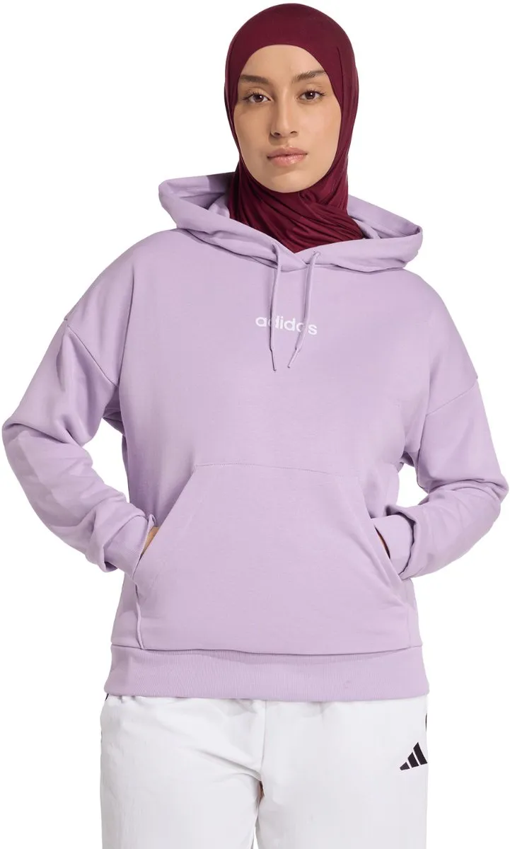 Adidas Essentials Linear French Terry Hoodie - Paars S