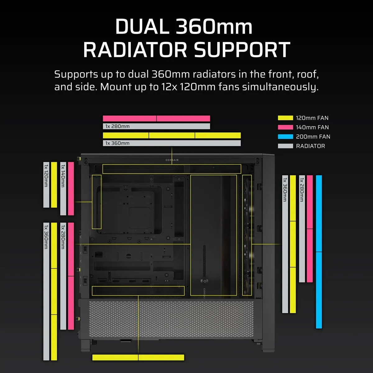 Corsair Frame 4000D RS ARGB Miditower - 3x 120mm ARGB ventilatoren - Zwart