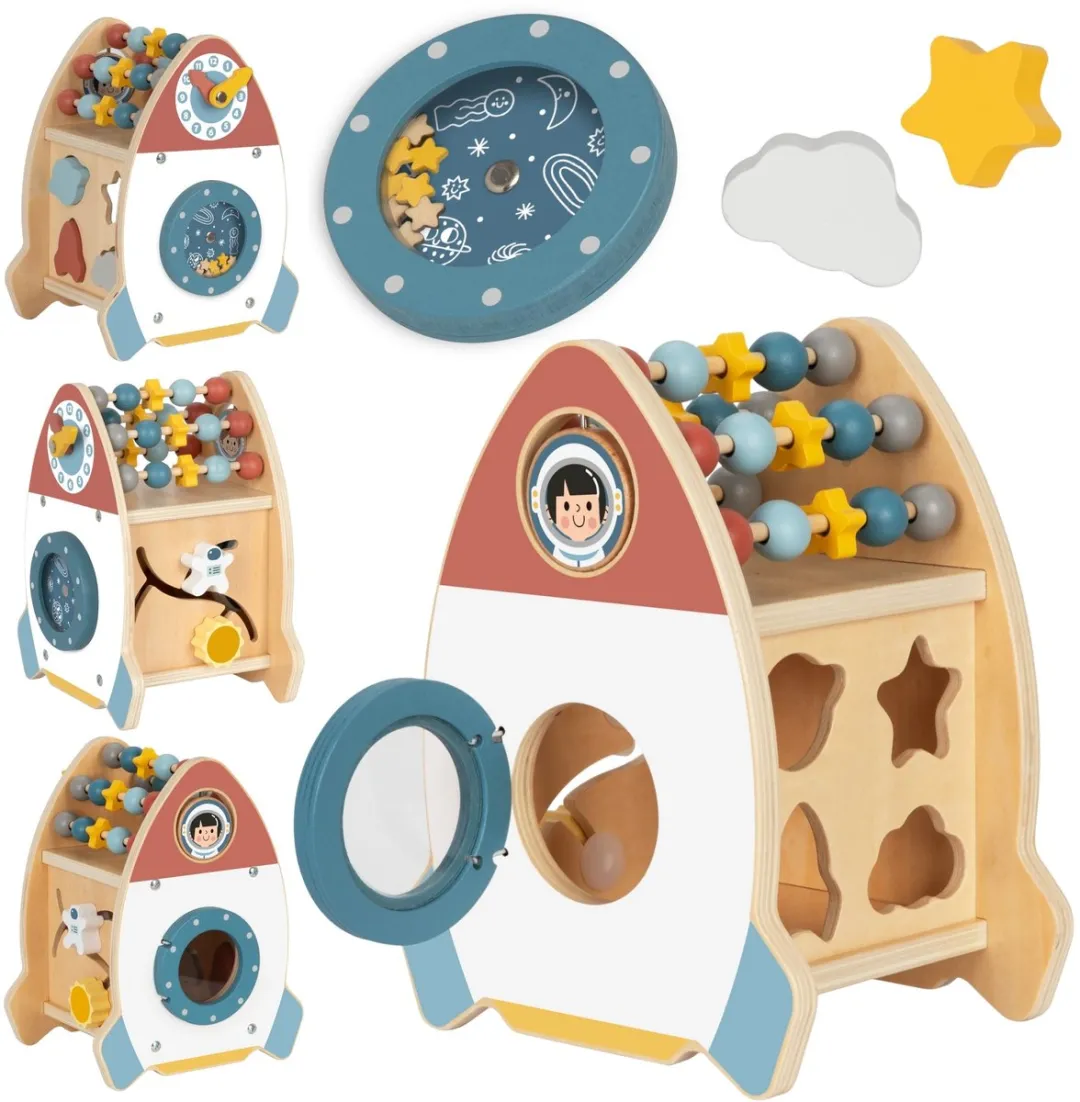 Tooky Toy Activity Sorter Ruimteraket Houten Doolhof