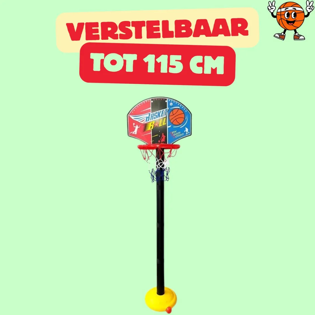 LEAN TOYS Opvouwbare Basketbalset 115cm - Blauw