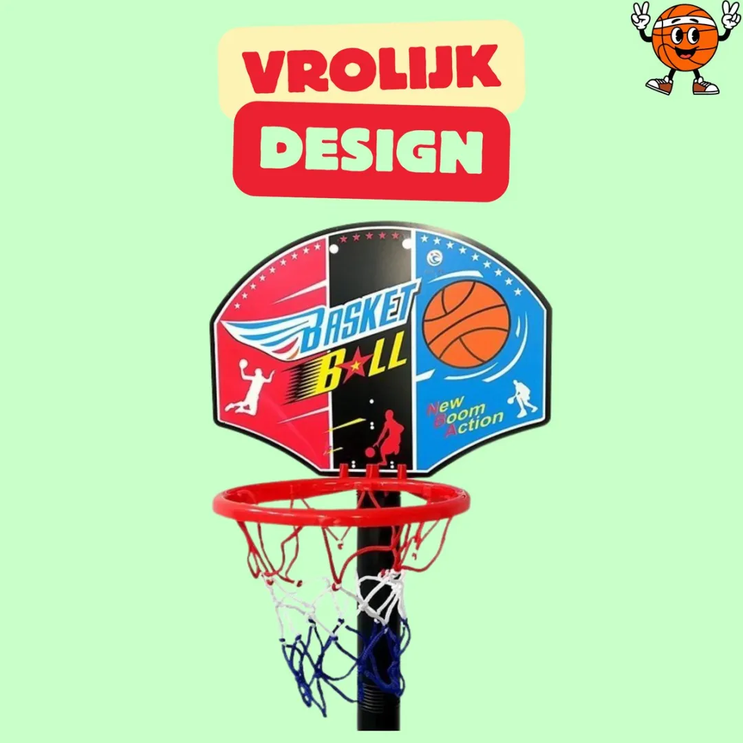 LEAN TOYS Opvouwbare Basketbalset 115cm - Blauw
