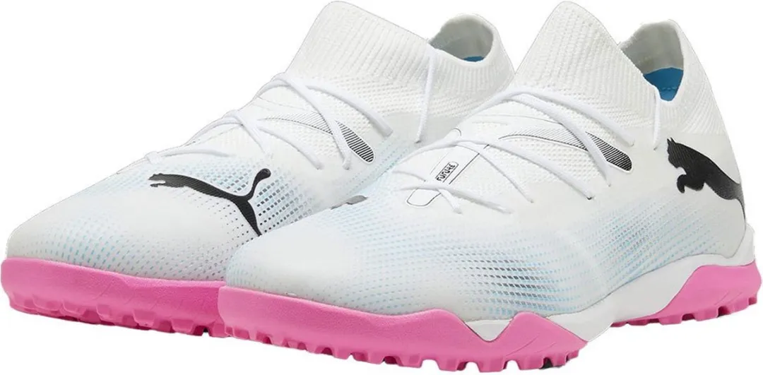 PUMA Future 7 Match TT Voetbalschoenen 44.5 - Wit/Zwart/Roze