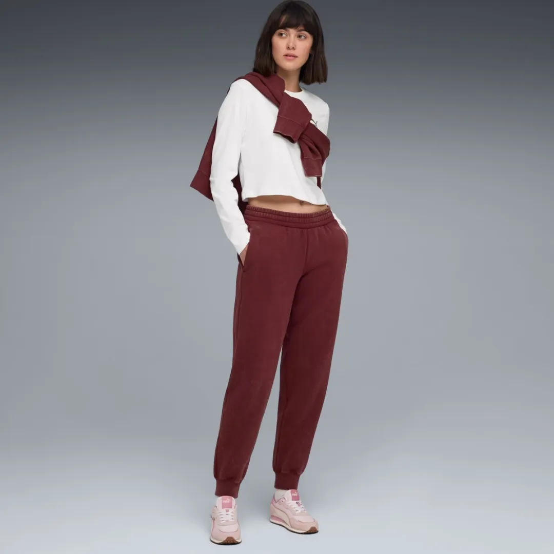 PUMA ESS Elevated Comfort Sweatpants Dames - L - Bordeauxrood