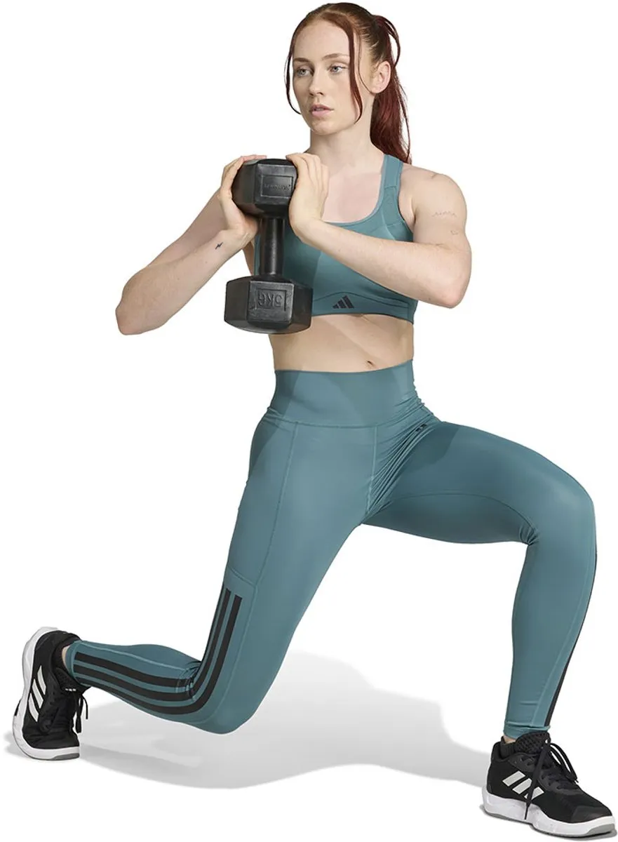 Adidas Optime 3 Stripes Leggings - Grijs Teal XL