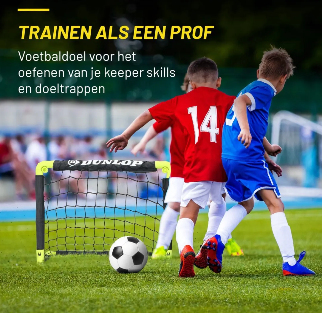 Dunlop Voetbaldoel Set 2x 50x44cm - Lichtgevende Bal M5 - Zwart