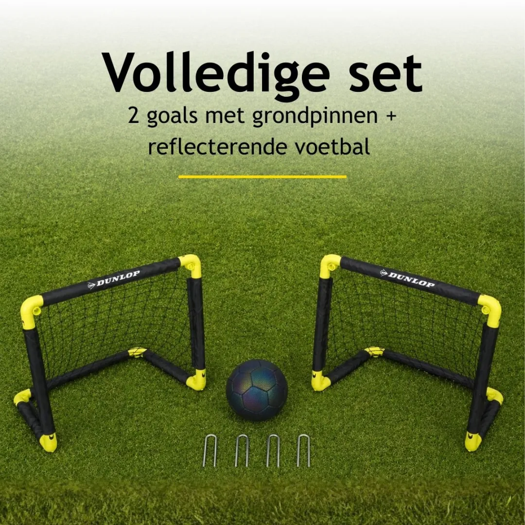 Dunlop Voetbaldoel Set 2x 50x44cm - Lichtgevende Bal M5 - Zwart