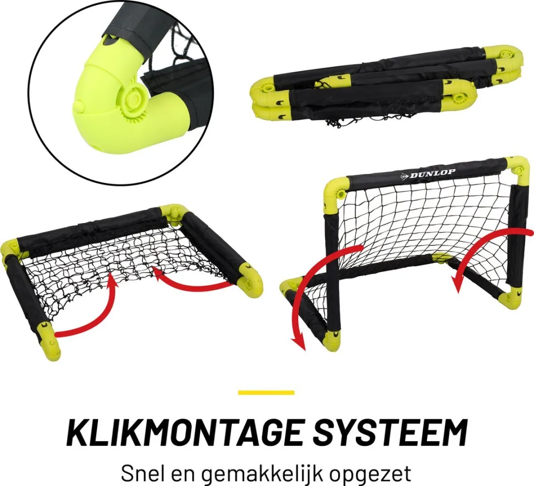 Dunlop Voetbaldoel Set 2x 50x44cm - Lichtgevende Bal M5 - Zwart