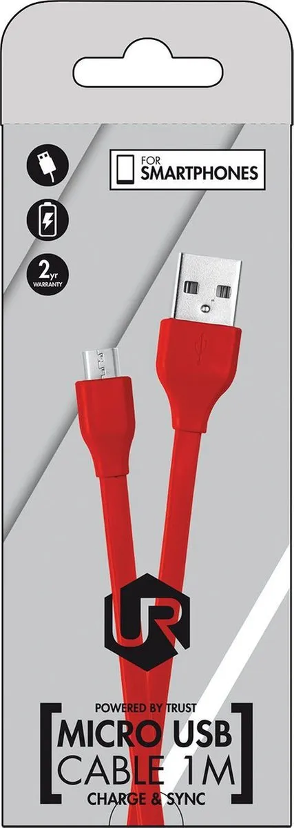 Trust UR Platte Micro-USB Kabel 1m - Rood