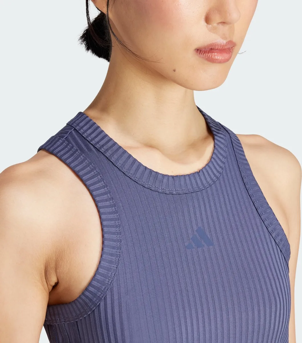 adidas Performance All Gym Seasonal Rib Tight Fit Tanktop - Blauw - XS