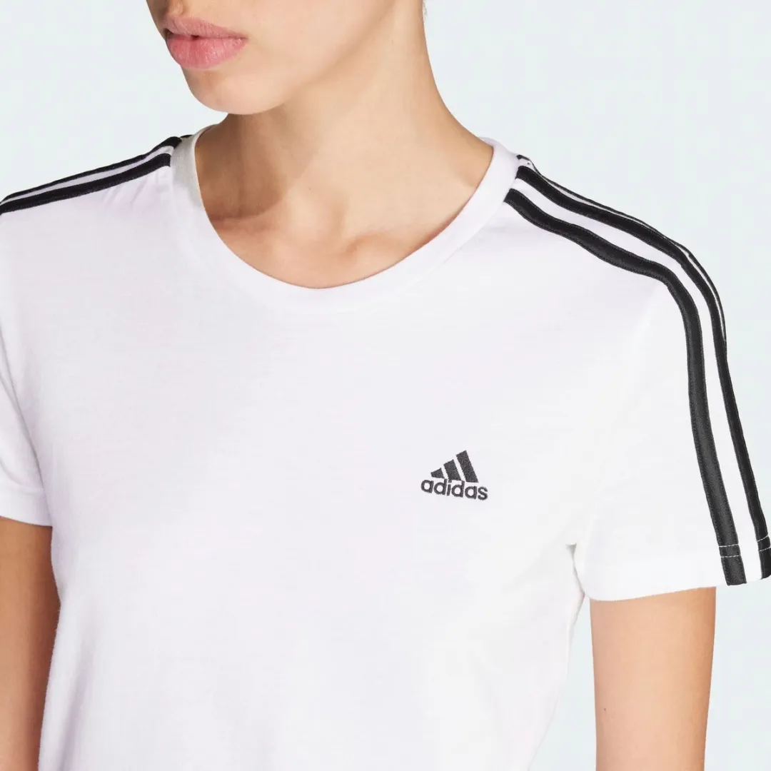 adidas Essentials Slim 3-Stripes T-shirt GL0783 - Dames XS Wit
