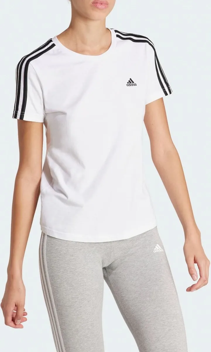 adidas Essentials Slim 3-Stripes T-shirt GL0783 - Dames XS Wit