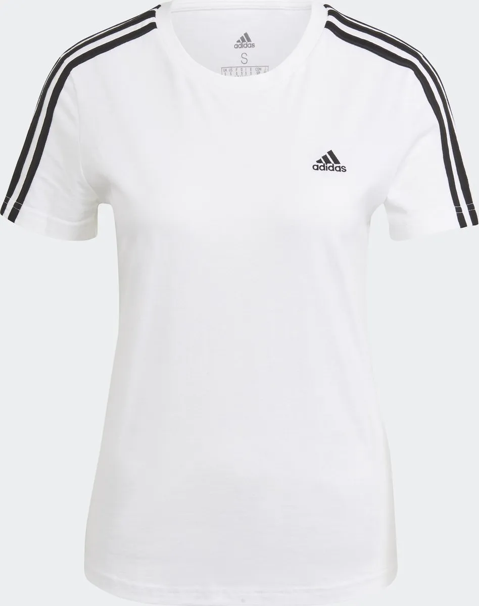 adidas Essentials Slim 3-Stripes T-shirt GL0783 - Dames XS Wit