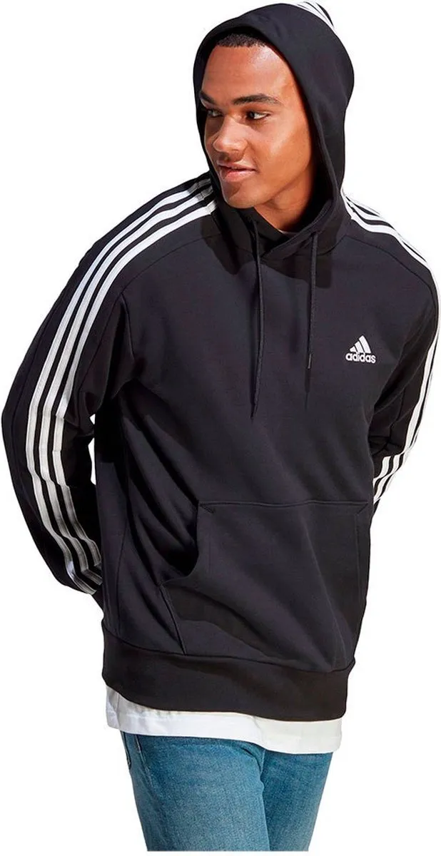 adidas Essentials French Terry 3-Stripes Hoodie - Heren Zwart L