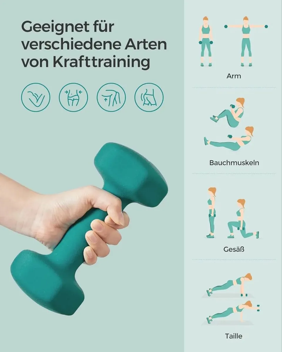 Songmics Dumbbellset 2x3 kg - Donkergroen