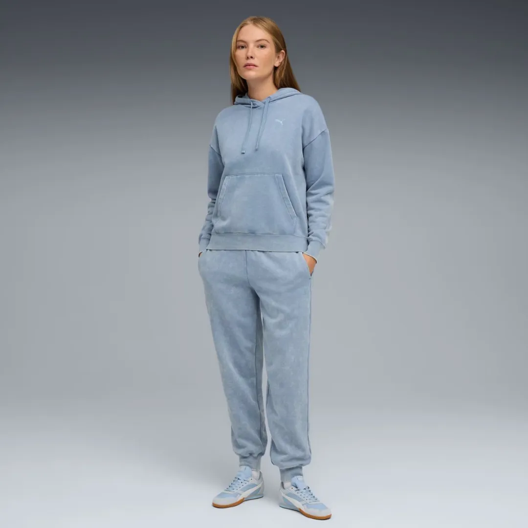 PUMA Elevated Relaxed Wash Hoodie Dames - Blauw L