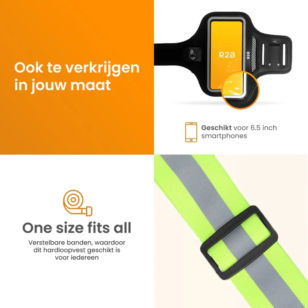R2B Hardloopvest Enschede t/m 6.5" - Telefoonhouder + Verlichting - 1 Stuks
