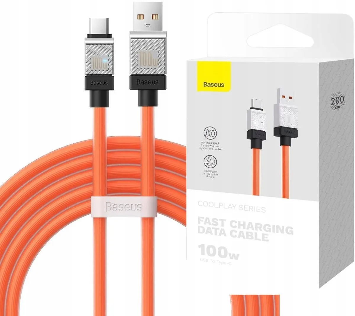 Baseus USB-C Kabel 2m 100W PD Snel Laden