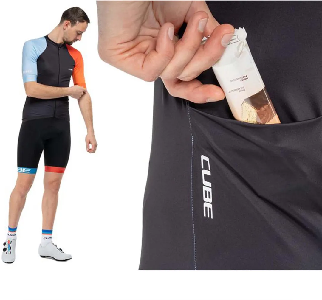 Cube Teamline Korte Mouw Wielertrui M - Zwart/Blauw/Geel